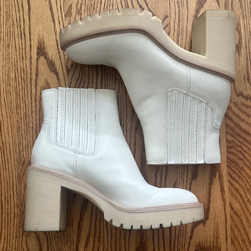Dolce Vita White Heeled Ankle Boots